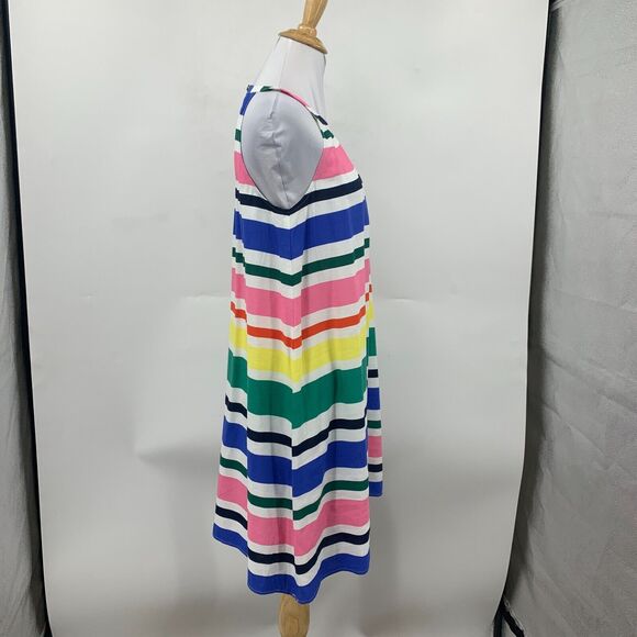 Loft Linen Blend Dress Womens Small Halter Ring Neck Striped Sleeveless Keyhole - Picture 4 of 13